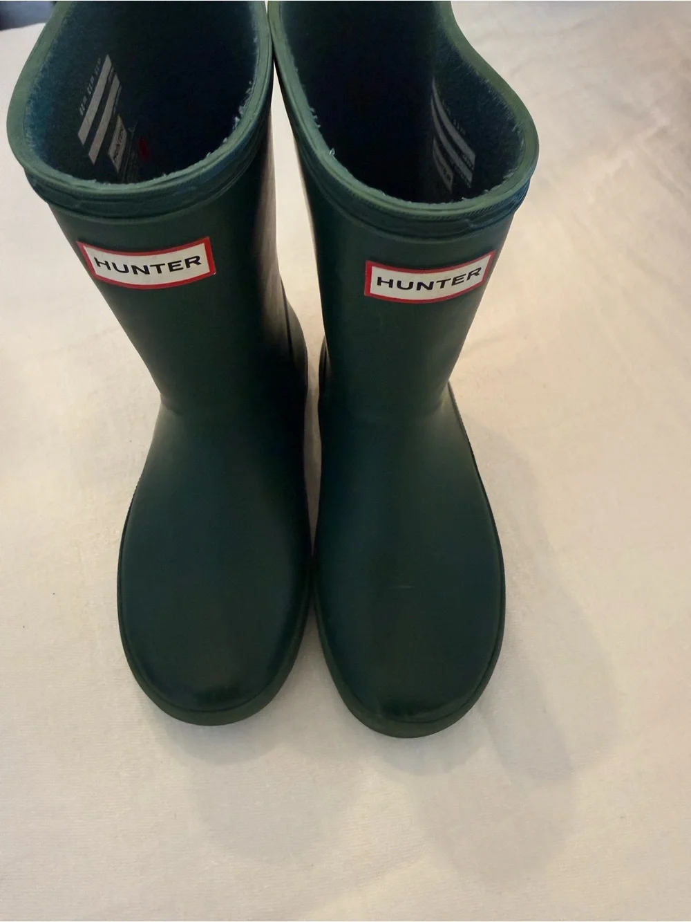 Hunter Kids Green Matte Rain Boots with Logo